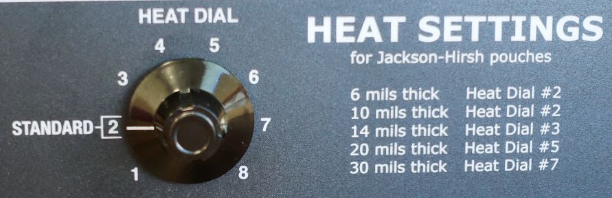Heat Dial and suggested settings for laminating different thick and thin plastics